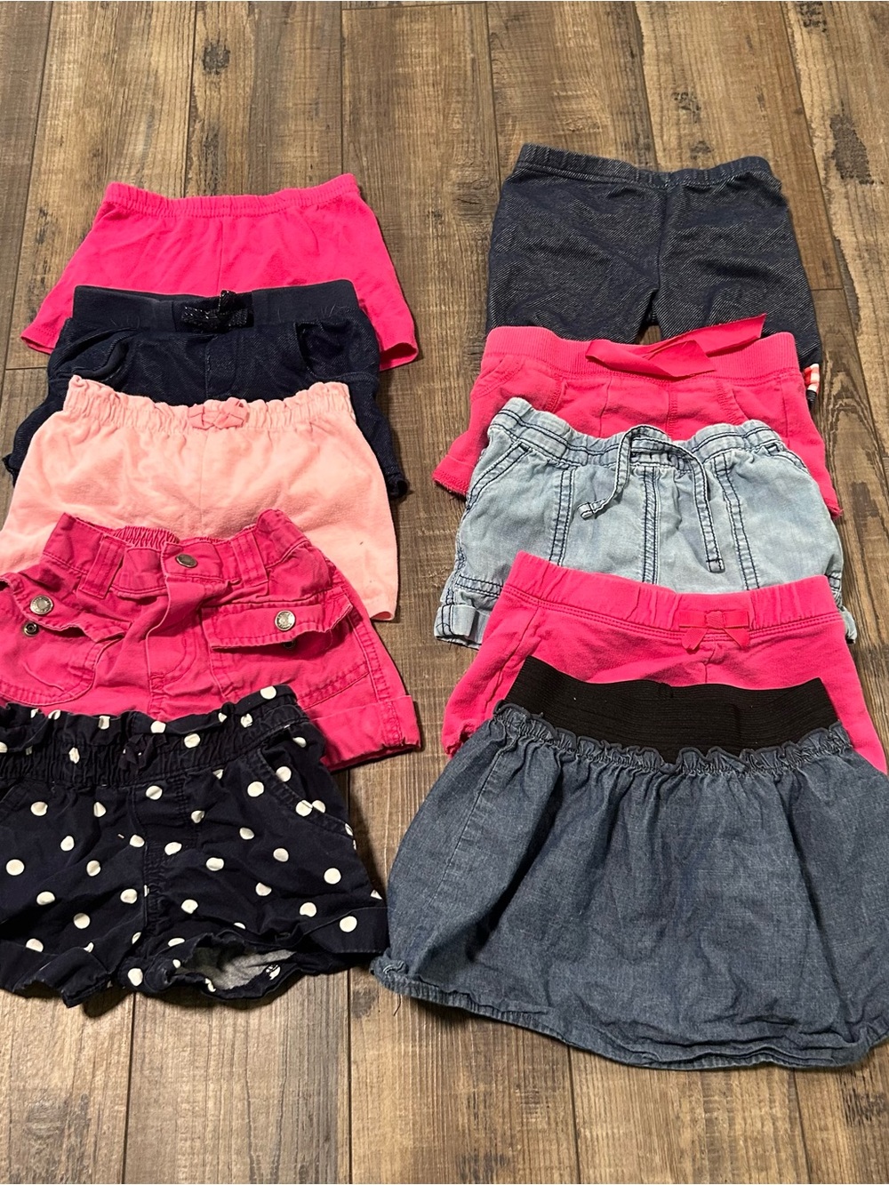 Girls Shorts Lot of 10 Size 24 Months and 2T Pink Blue Toddler Mixed Brands